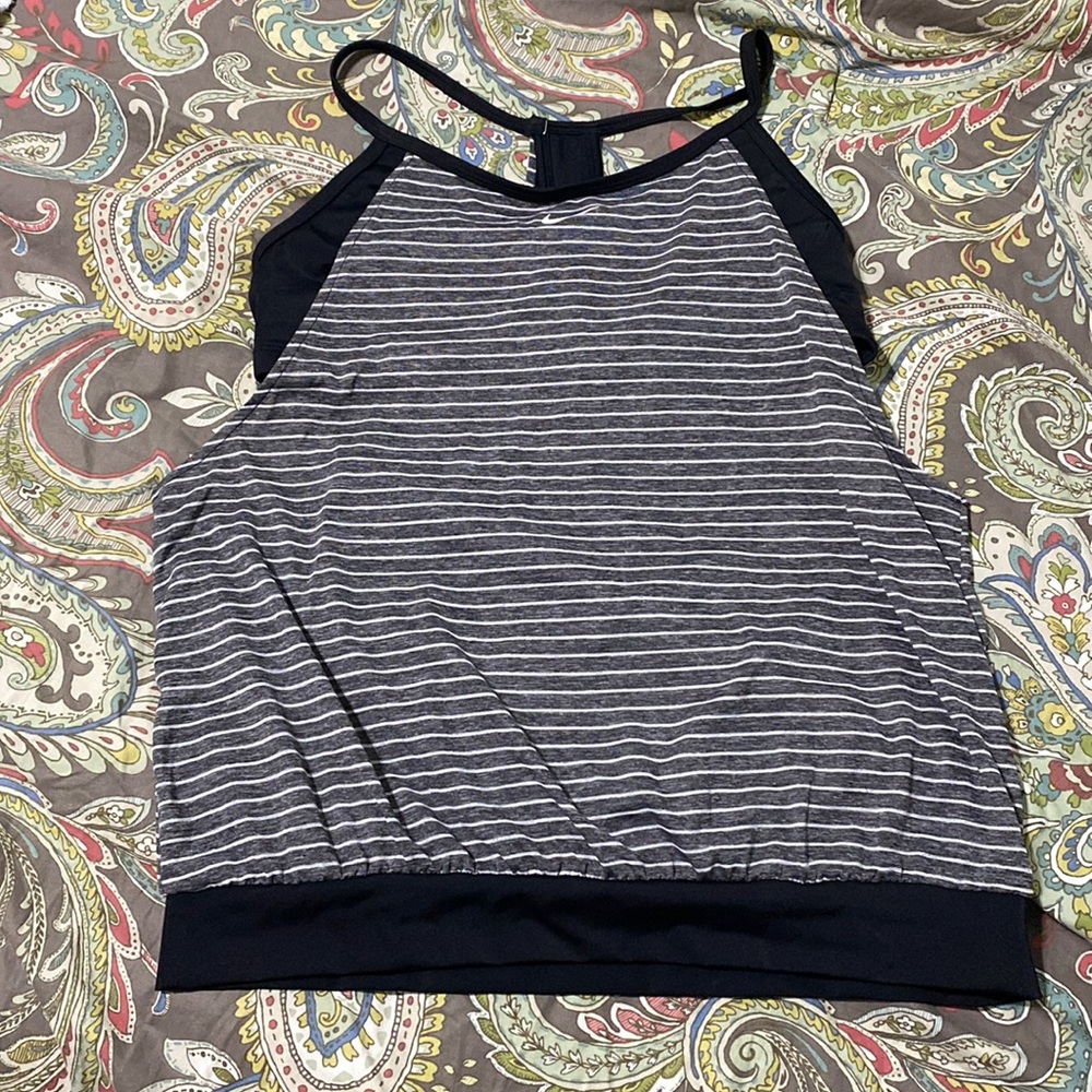 Activewear top with striped overlay